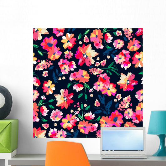 Bright Painted Flowers Seamless Wall Decal