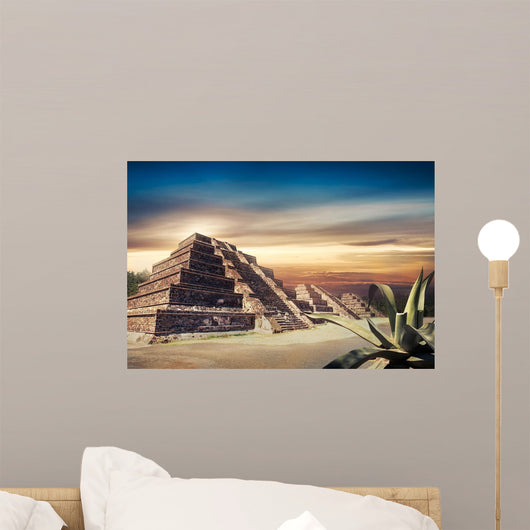 Photo Composite of Aztec pyramid, Mexico, not a real place Wall Mural