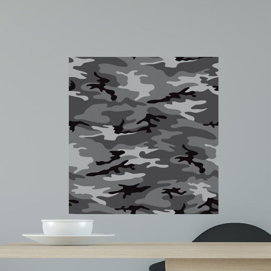 Grey Camouflage Seamless Pattern Wall Decal