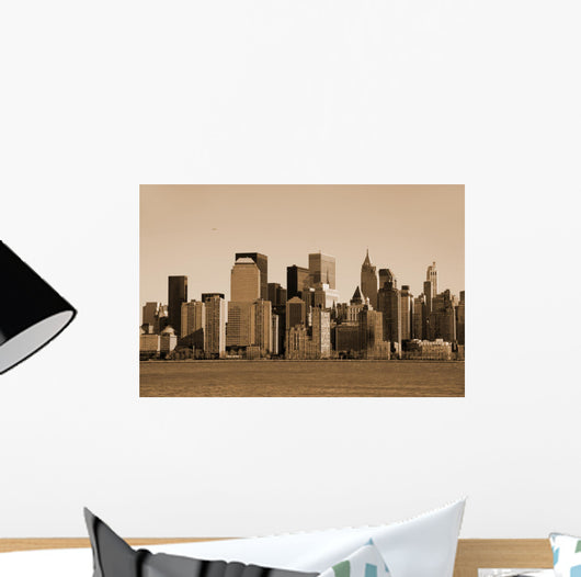 Manhattan skyline sepia toned Wall Mural