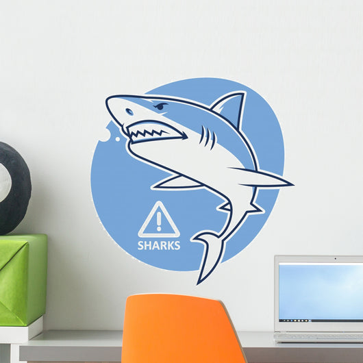 Evil Shark Warning Sign Wall Decal