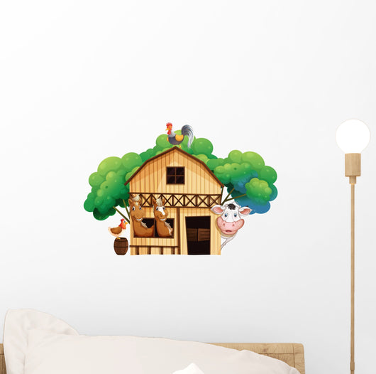 A farmhouse with animals Wall Decal