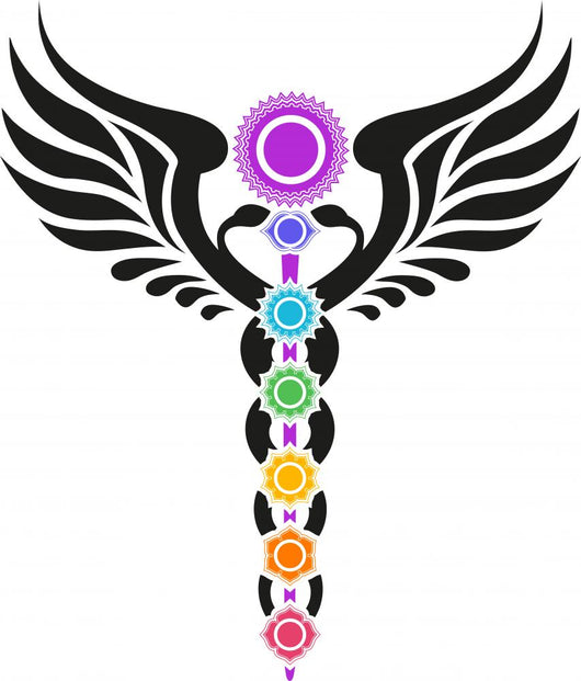 Zen Caduceus Chakras Wall Decal