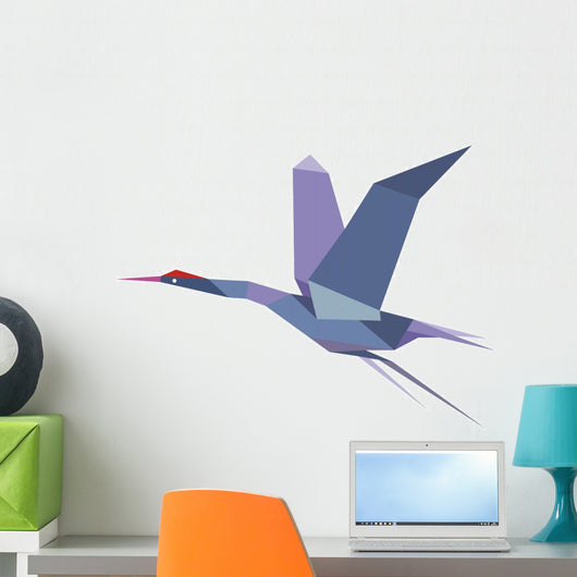 Elegant origami flying crane or heron Wall Decal