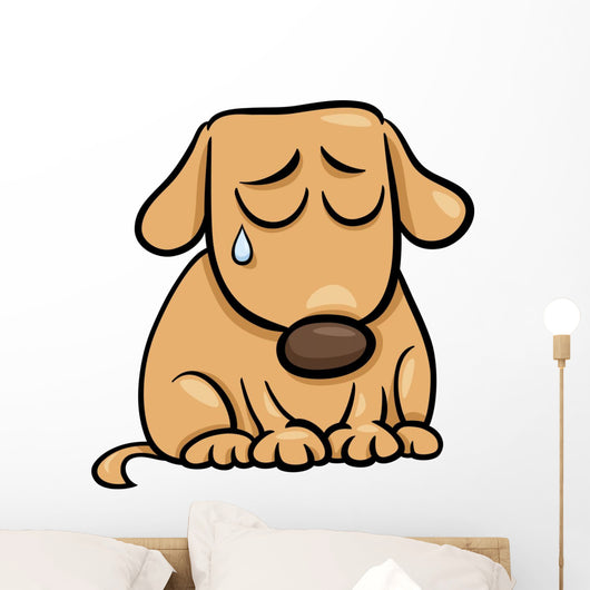 sad dog cartoon illustration Wall Decal