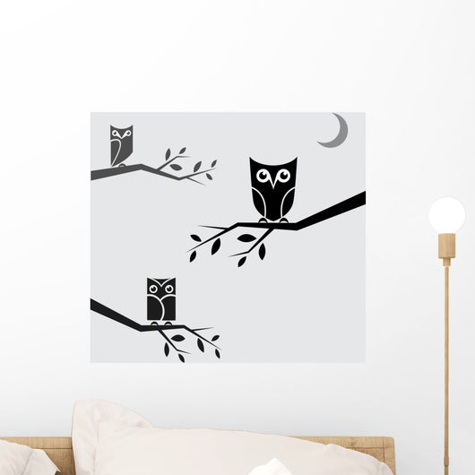 Vector image of an owls perched on branches Wall Decal