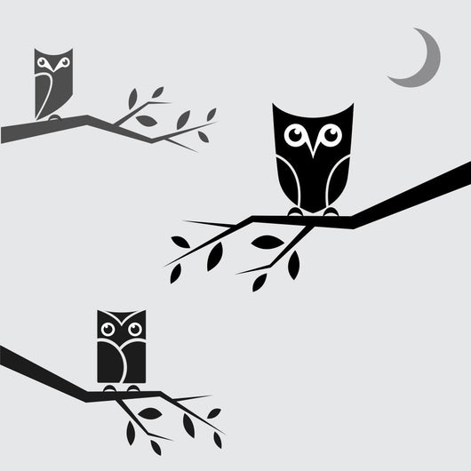 Vector image of an owls perched on branches Wall Decal