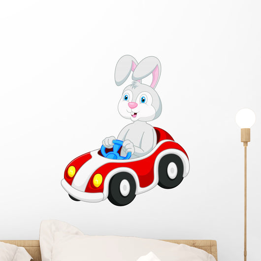 Rabbit Cartoon Driving Car