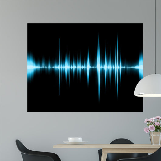 Graphic of a Digital Sound on Black Bottom Wall Mural