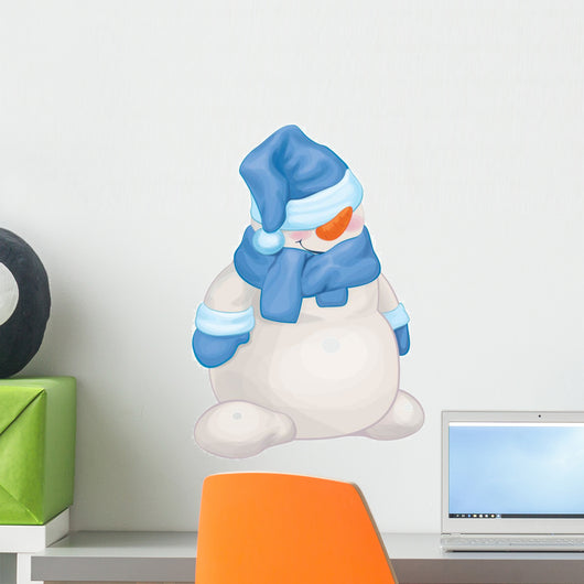 Vector Funny Snowman Cartoon. Wall Decal