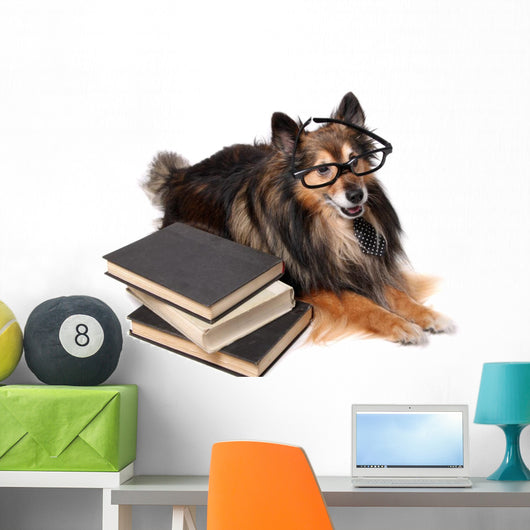 Sheltie Dog at the Office Wall Decal
