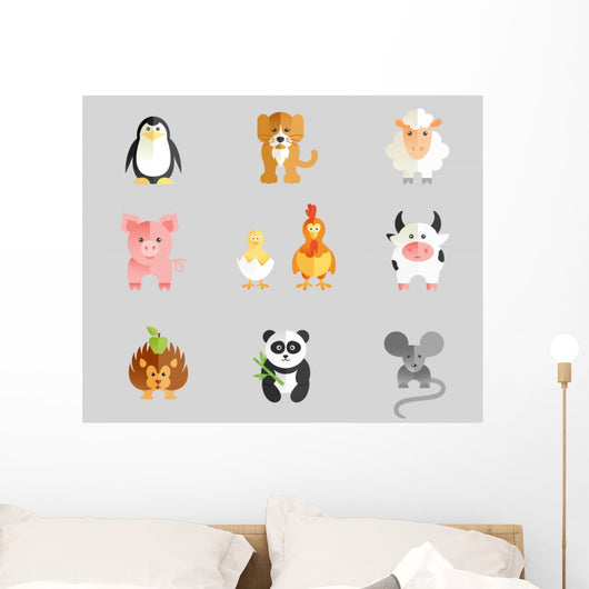 Set of flat animal Wall Decal