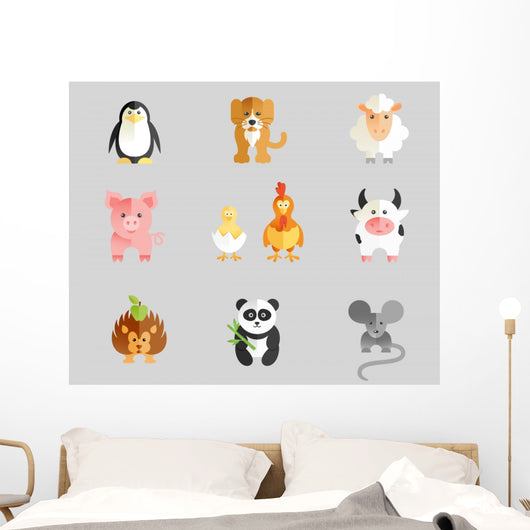 Set of flat animal Wall Decal
