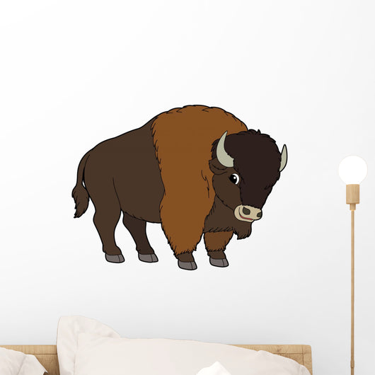 Cartoon Animal - Buffalo - Flat Coloring Style Wall Decal