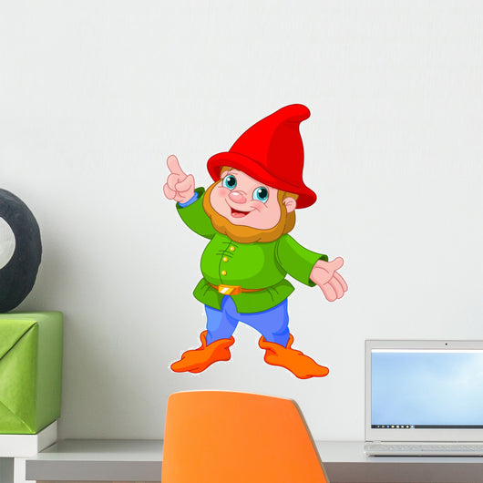 Cute Gnome Presenting Wall Decal