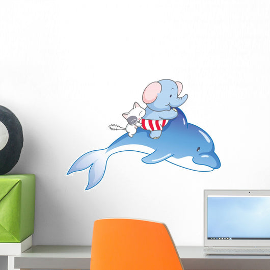 Cartoon Elephant and Cat