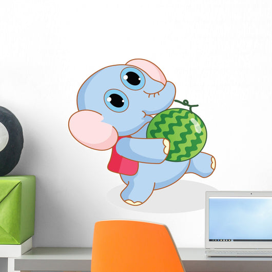 Funny Cartoon Elephant Carrying Wall Decal