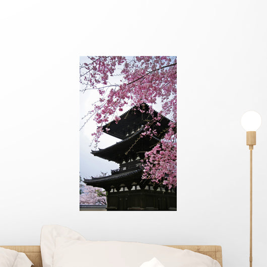 Cherry Blossom and Pagoda in Spring Wall Mural