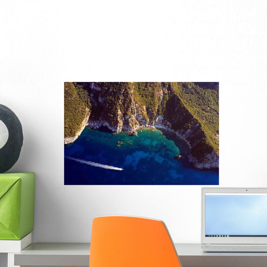 Aerial Parga Greece Seaside Mountains Wall Decal