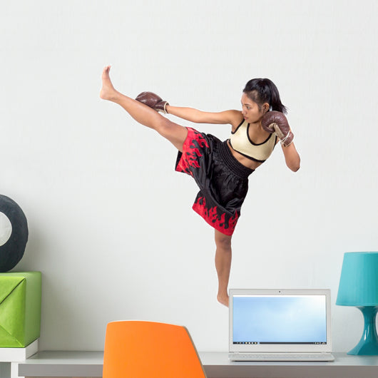 Female Muay Thai fighter Wall Decal