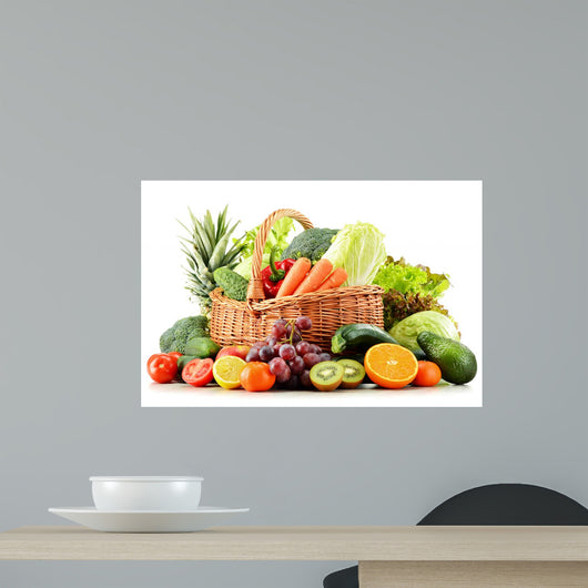 Wicker Basket with Groceries