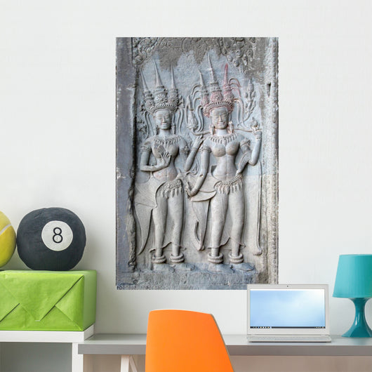 bas relief, angkor wat, cambodia Wall Mural
