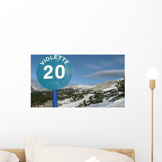 Panneau Piste Ski Bleue Wall Decal