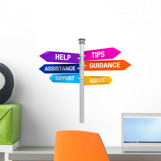 Sign Directions Support Help Tips Advice Guidance Assistance Wall Decal