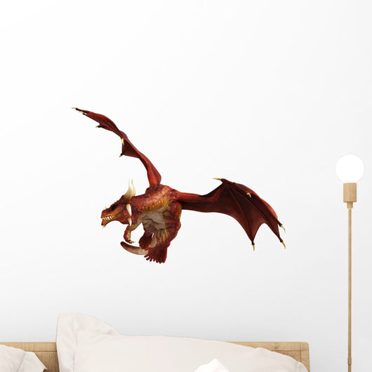 Red Dragon Flying Wall Decal