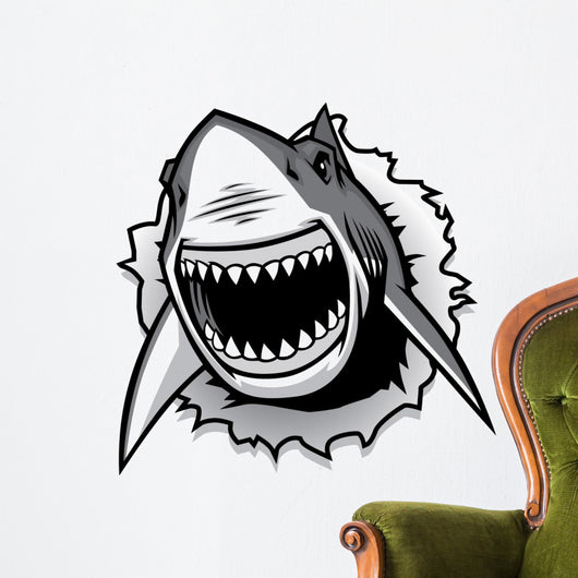 great white shark ripping with opened mouth Wall Decal