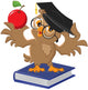 Owl holding an apple Wall Decal