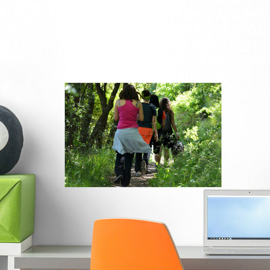 grupo de mujeres caminando por el campo Wall Mural