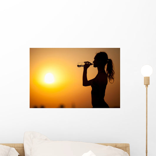 Silhouette Young Sportive Woman Wall Decal