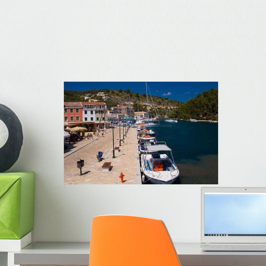 Paxos Island Greece Docked Boats Wall Decal