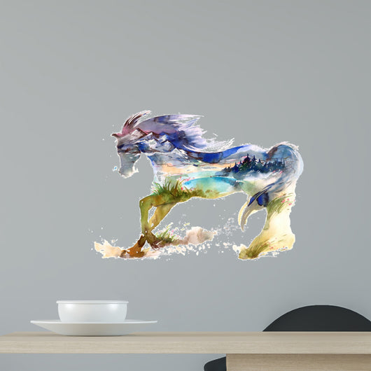 Watercolor landscape horse Wall Decal