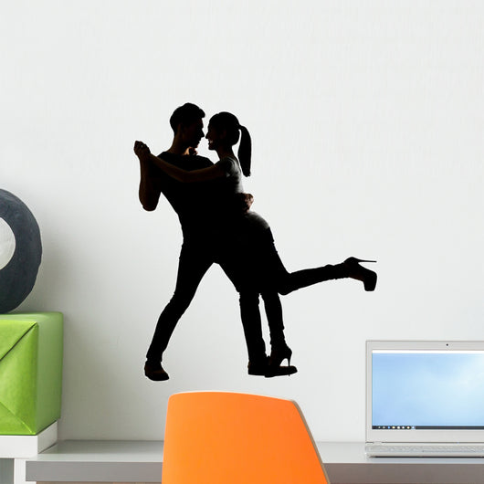 Silhouette of Asian couple dancing Wall Decal