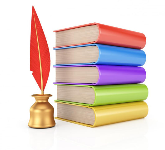 Stack of books and  writing quill Wall Decal