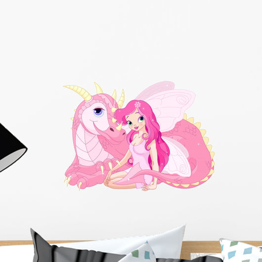 Beautiful Magic Dragon and Fairy Wall Decal