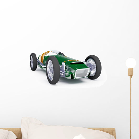 green vintage racing car Wall Decal