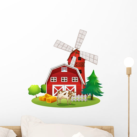 red barnhouse farm Wall Decal
