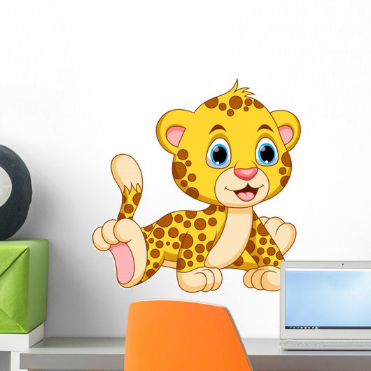 Cute Baby Cheetah Cartoon Wall Decal