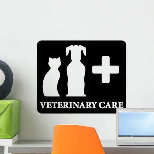 Black Veterinary Care Icon Wall Decal