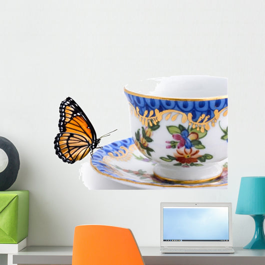 Butterfly on a Tea Cup Wall Decal