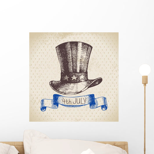 4th of July vintage background. Independence Day of America Wall Mural