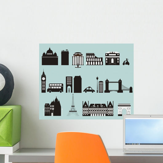 Silhouettes Famous Cities Vector
