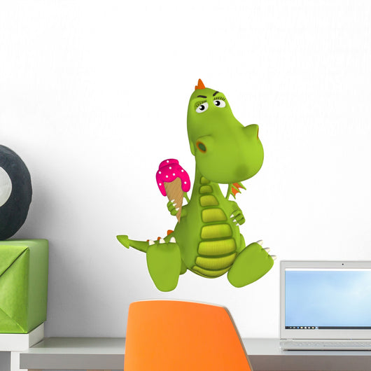 3D Cartoon Dragon with Ice Cream Wall Decal