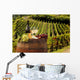 White wine with barell in vineyard, Chianti, Tuscany, Italy Wall Mural