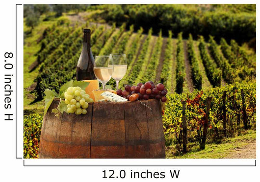 White wine with barell in vineyard, Chianti, Tuscany, Italy Wall Mural