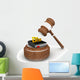 Wooden gavel and law book. Wall Decal