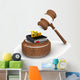 Wooden gavel and law book. Wall Decal